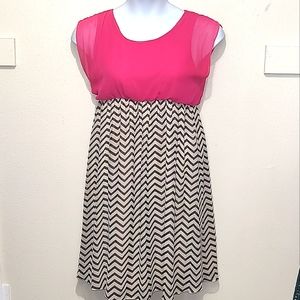 Tacera Hot pink and Black Chevron Maternity Dress